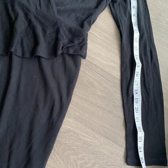 NWT Laura Petites Wool V-Neck Midi Dress with Long Sleeves & Waist Ruffle - Picture 7 of 11